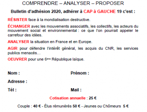 CAP à gauche 19 : adhésion